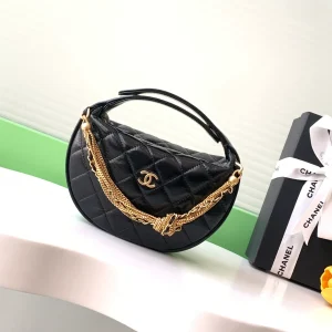 Chanel Quilted Round Mini Black Top Handle Bag in Calfskin