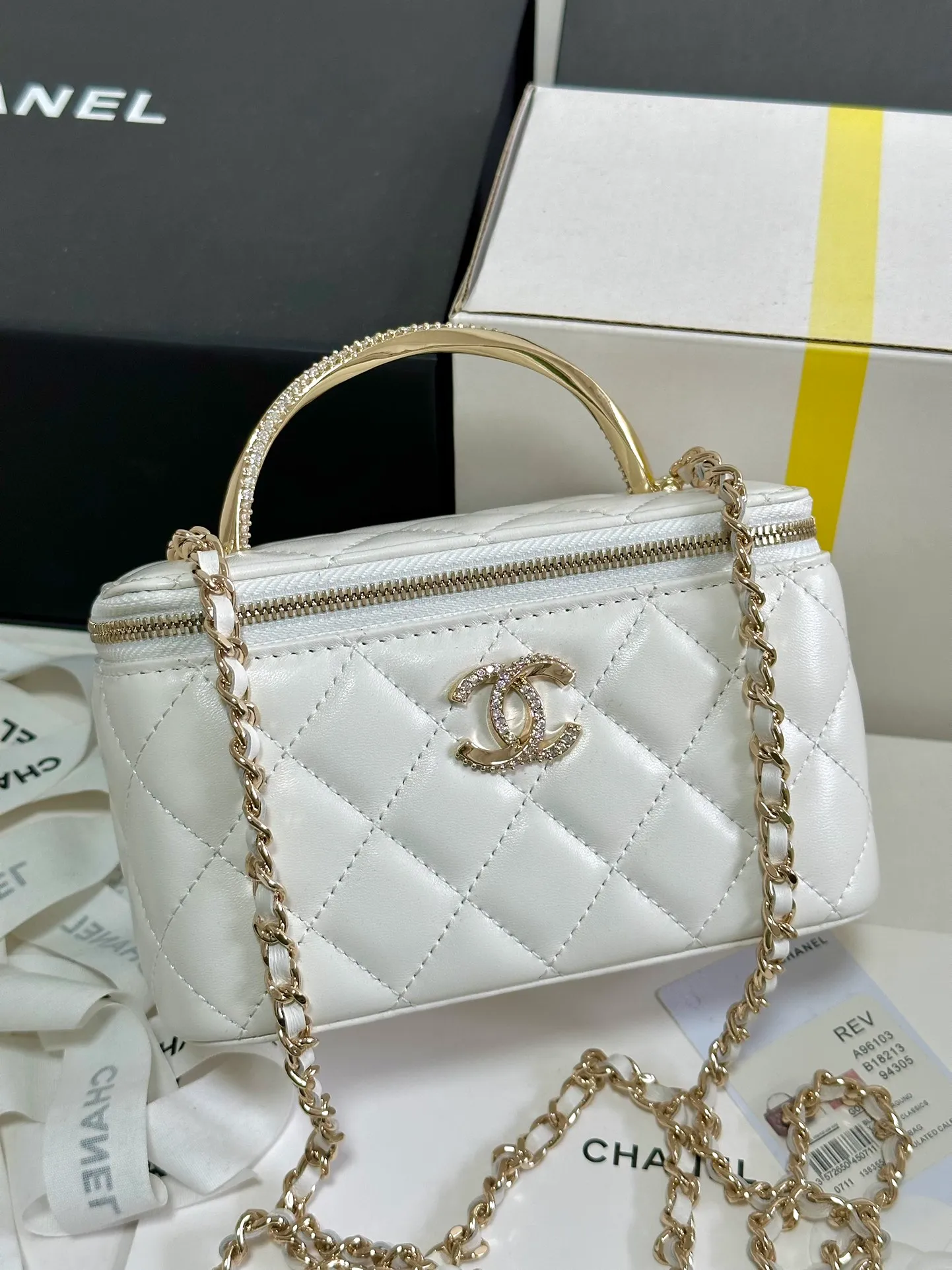 Chanel White Controller Makeup bag