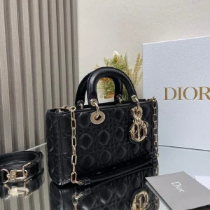 Dior Lady D-Joy Bag In Black Cannage Lambskin