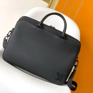 Louis Vuitton Alex Briefcase in Taiga Cowhide Leather Black