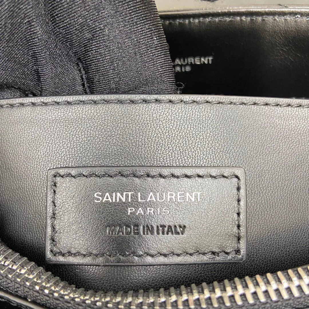 SAINT LAURENT Calfskin Y Quilted Monogram Small Loulou Chain Satchel Black - Image 4