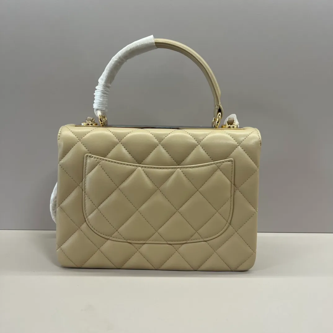 22S Beige Lambskin Quilted Trendy CC LGHW - Image 5