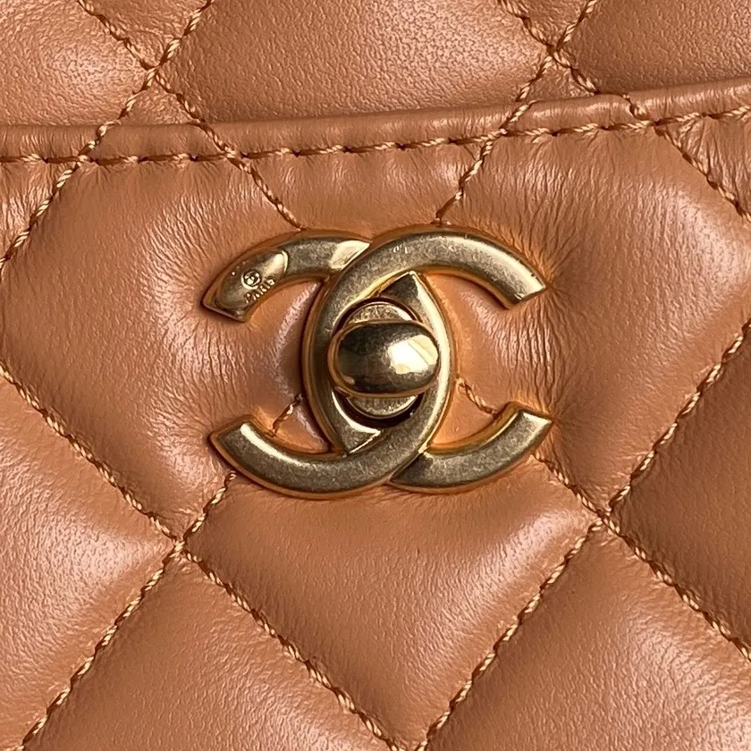 24K Shopping Bag 32cm Brown Calfskin Gold Hardware - Image 10