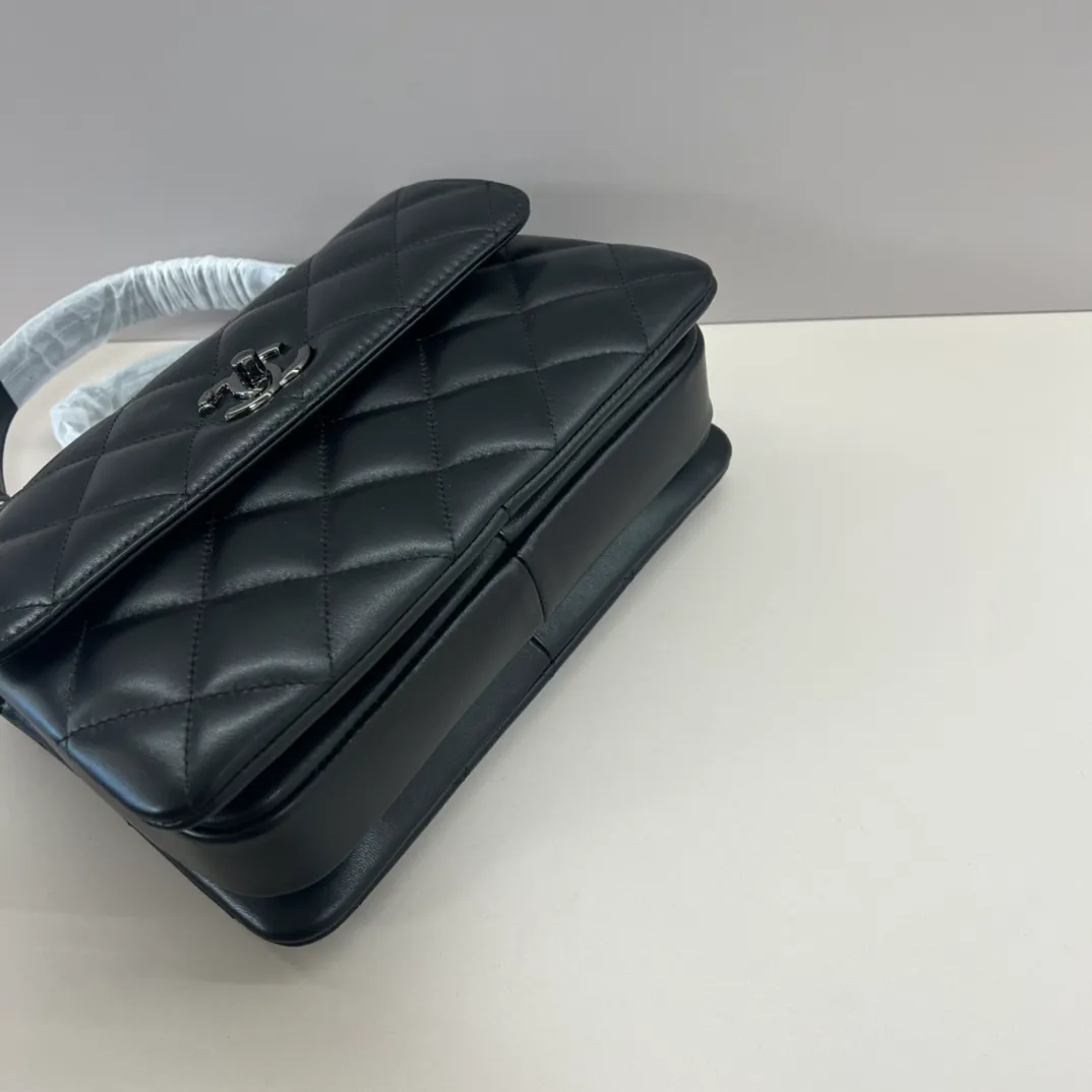 CHANEL Lambskin Quilted Small Trendy CC Dual Handle Flap Bag So Black - Image 9