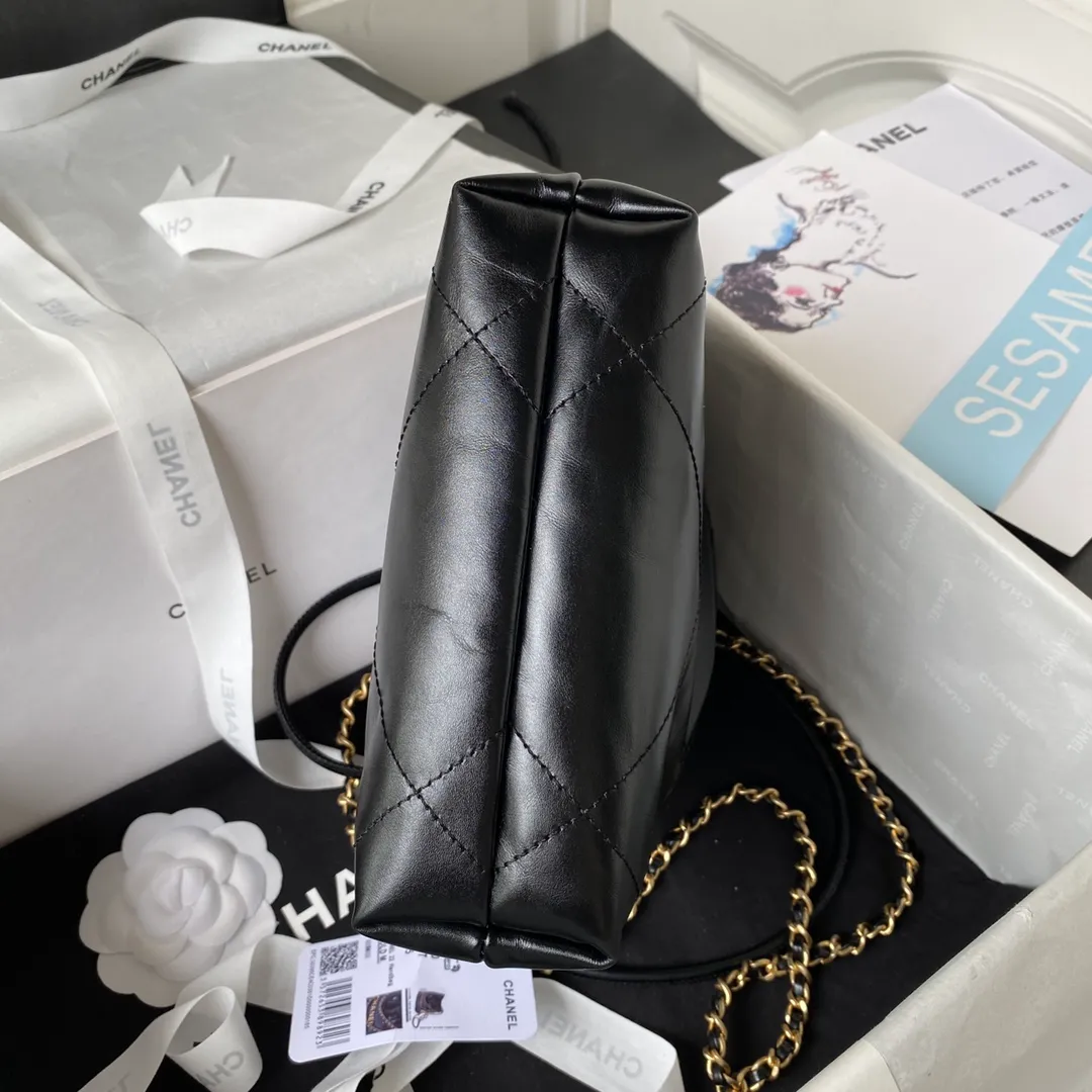 CHANEL Shiny Calfskin Quilted Mini Chanel 22 Black - Image 7