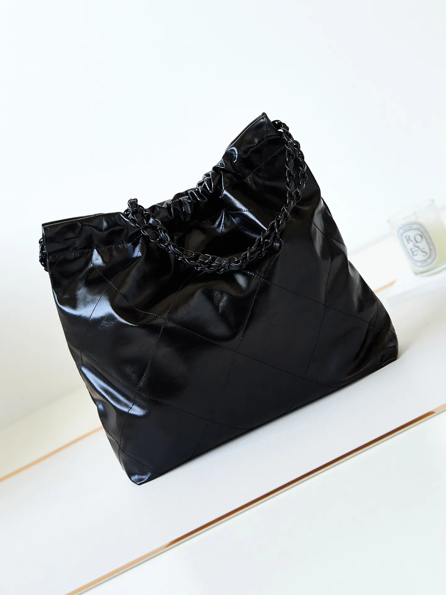 CHANEL Small 22 Bag SO Black Calfskin Black - Image 7