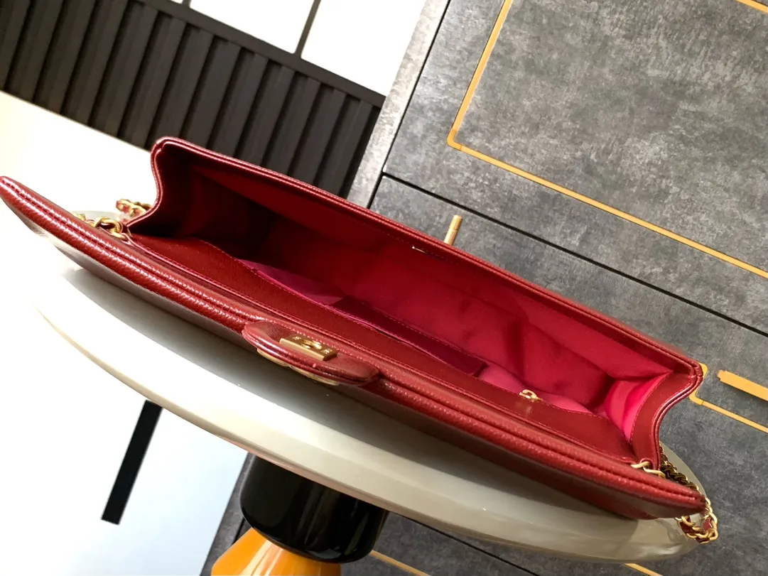 Chanel 24K Burgundy Caviar Flap Bag with Matte Gold Hardware - Image 7