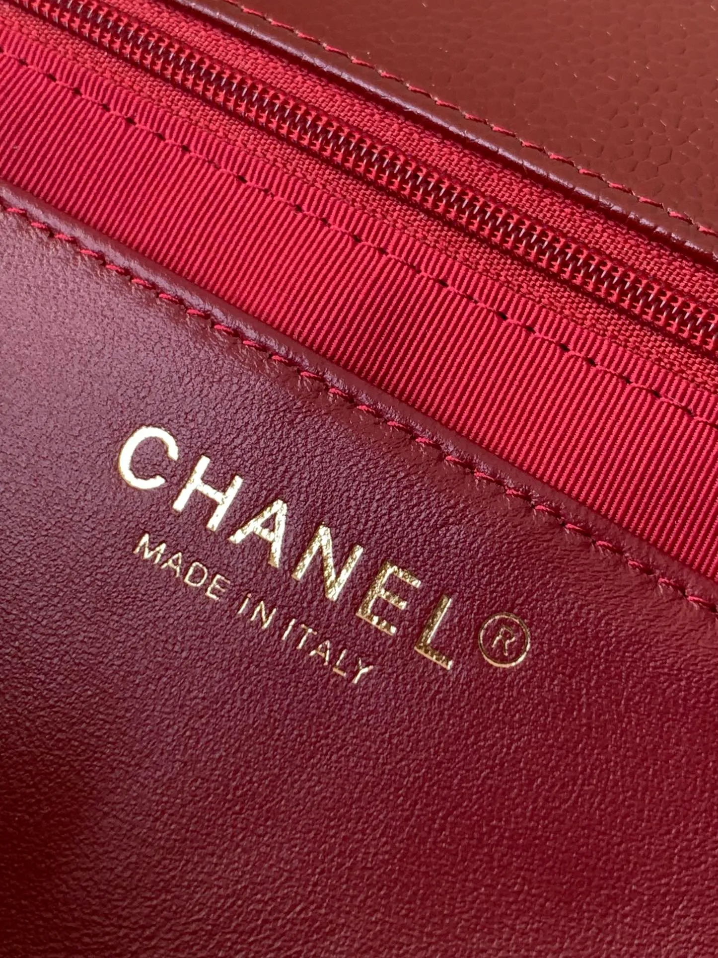 Chanel 24K Burgundy Caviar Flap Bag with Matte Gold Hardware - Image 8