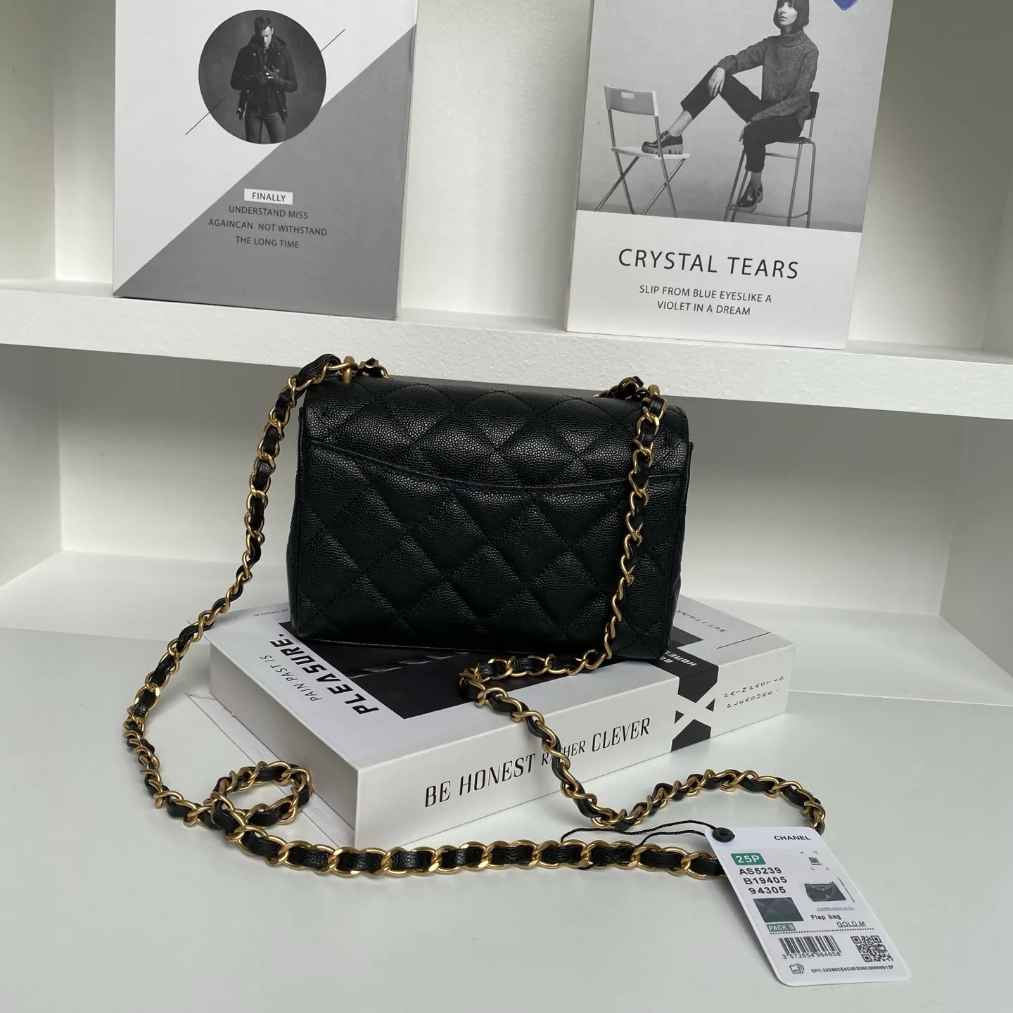 Chanel 24P Pearl Crush Sweet Heart Flap Black Caviar - Image 5