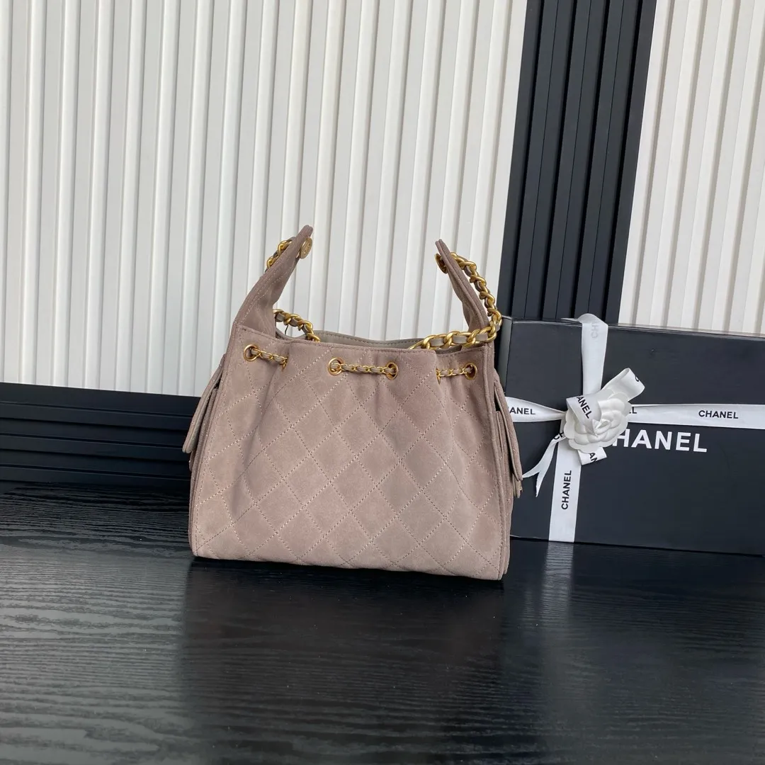 Chanel 25C Grey Suede Small Maxi Pockets Hobo Bag - Image 5
