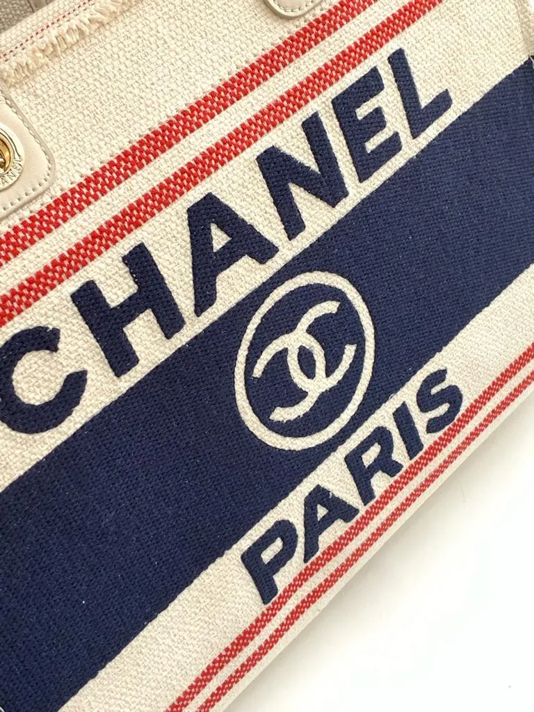 Chanel Beige Multicolor Canvas Deauville Shopper Tote Chanel - Image 6
