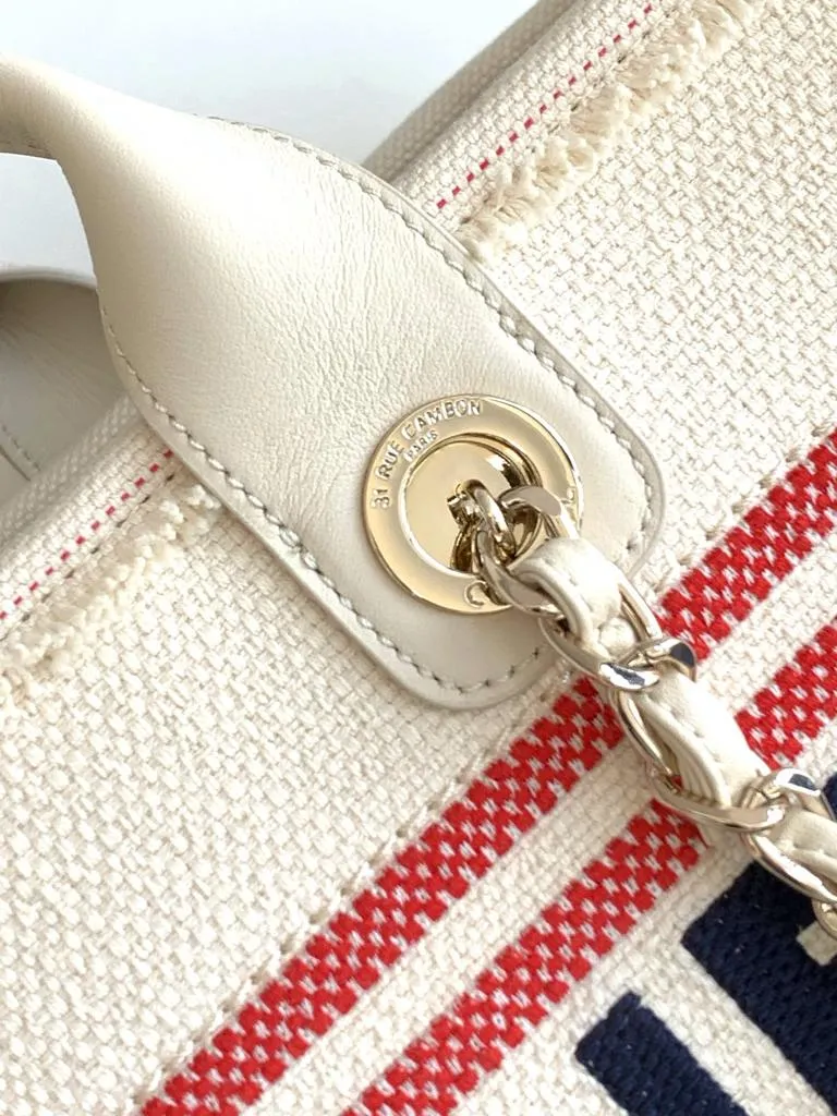Chanel Beige Multicolor Canvas Deauville Shopper Tote Chanel - Image 3