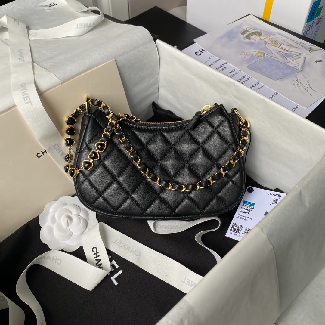 Chanel CC Chain Around Hobo Quilted Lambskin Black - Image 3
