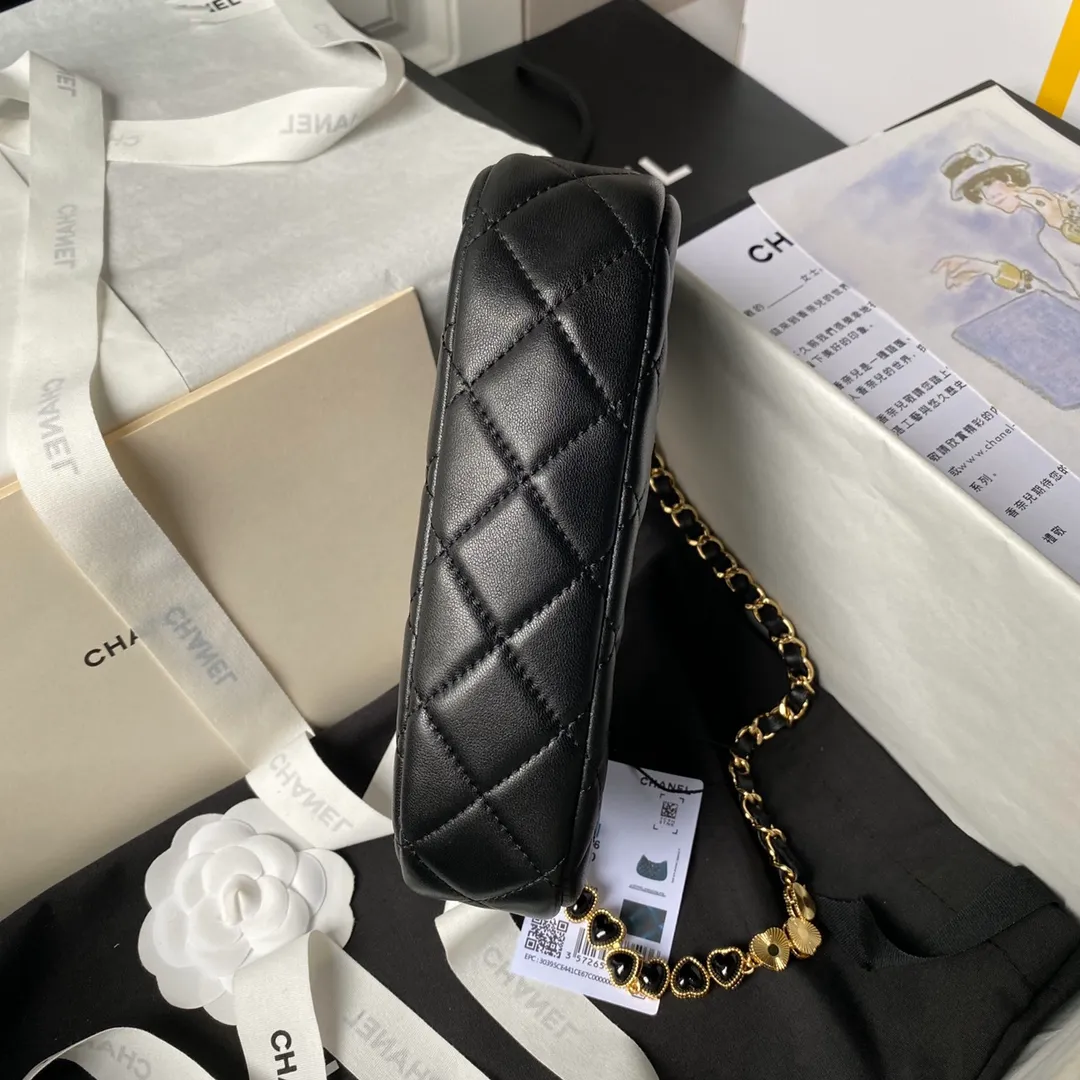 Chanel CC Chain Around Hobo Quilted Lambskin Black - Image 7