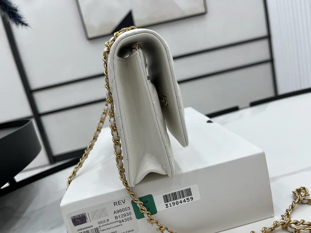 Chanel-Chanel Gold Ball White Wallet On Chain - Image 6