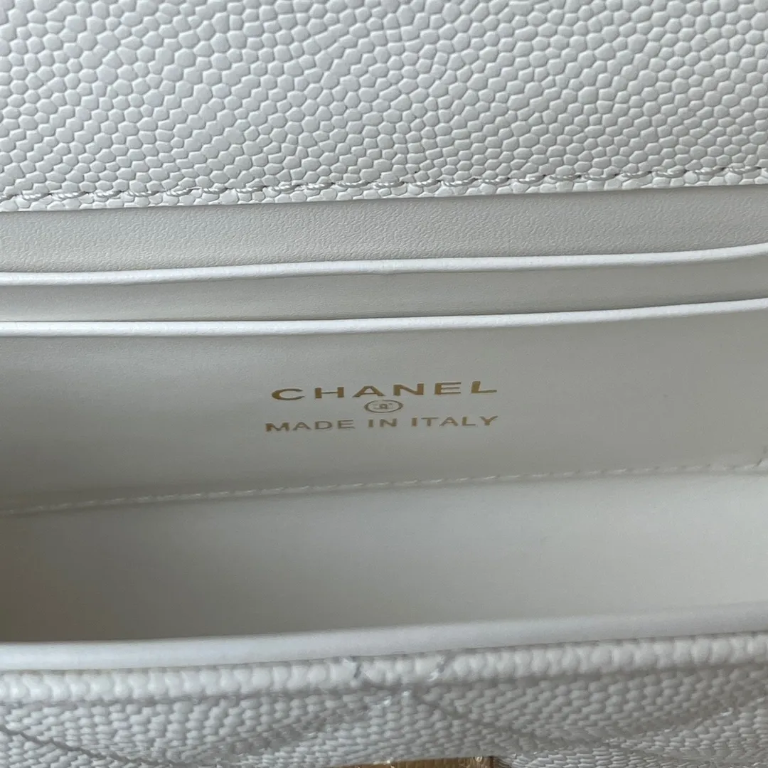 Chanel Clutch with Top Handle in White Caviar Lghw - Image 9