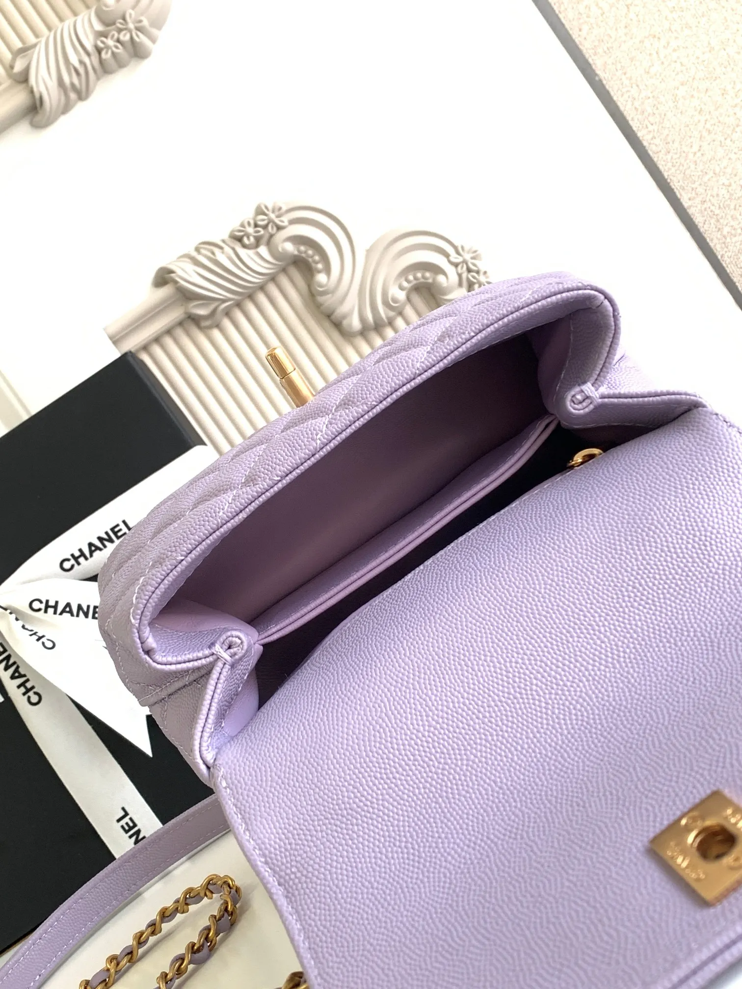 Chanel Coco Handle Caviar Quilted Extra Mini Flap Light Purple Calfskin Leather - Image 10