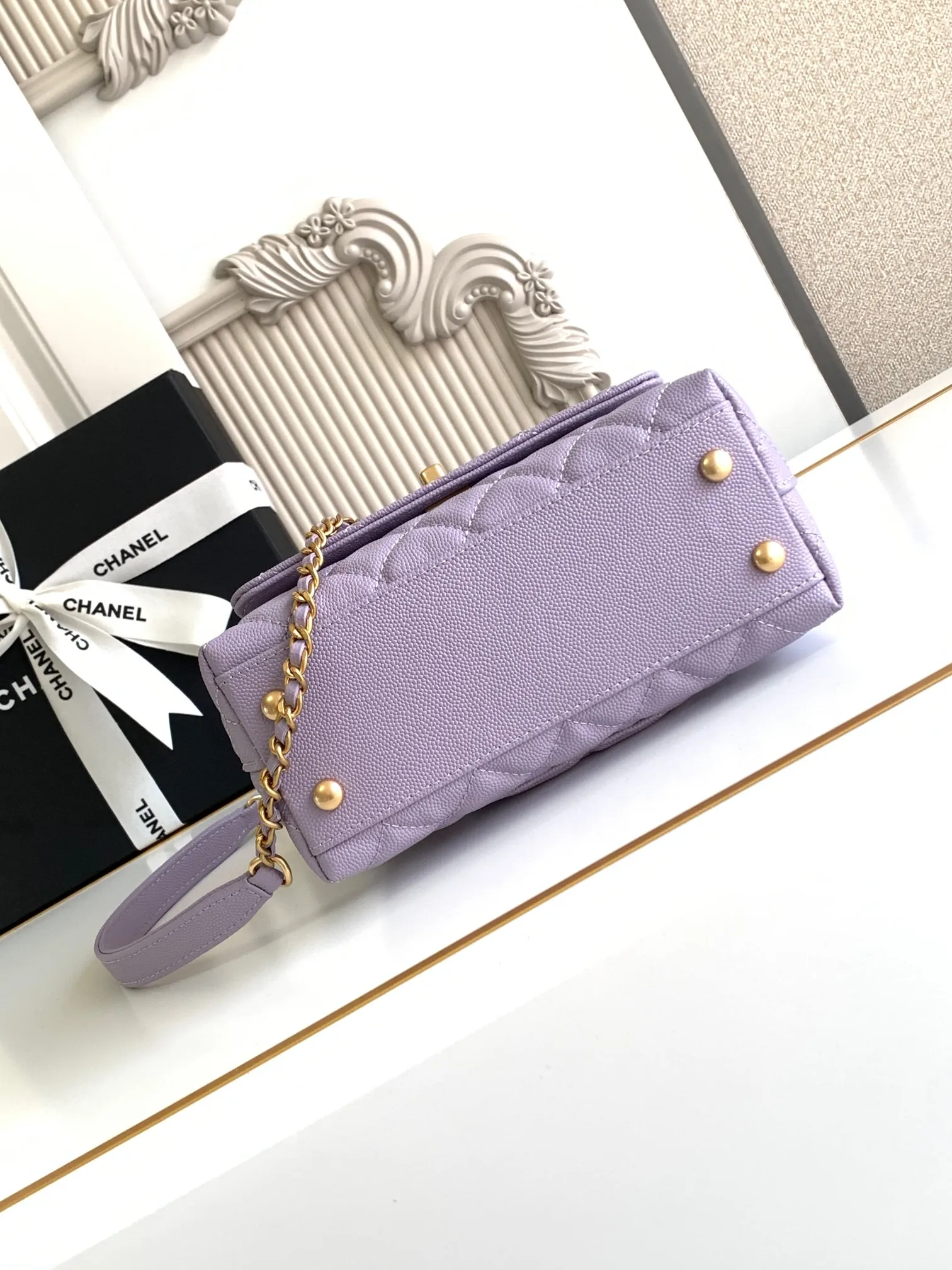 Chanel Coco Handle Caviar Quilted Extra Mini Flap Light Purple Calfskin Leather - Image 8