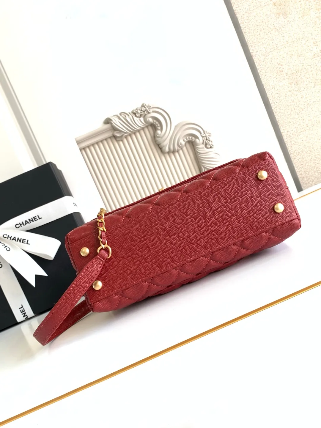 Chanel Coco Handle Shoulder Bag Burgundy Medium - Image 7