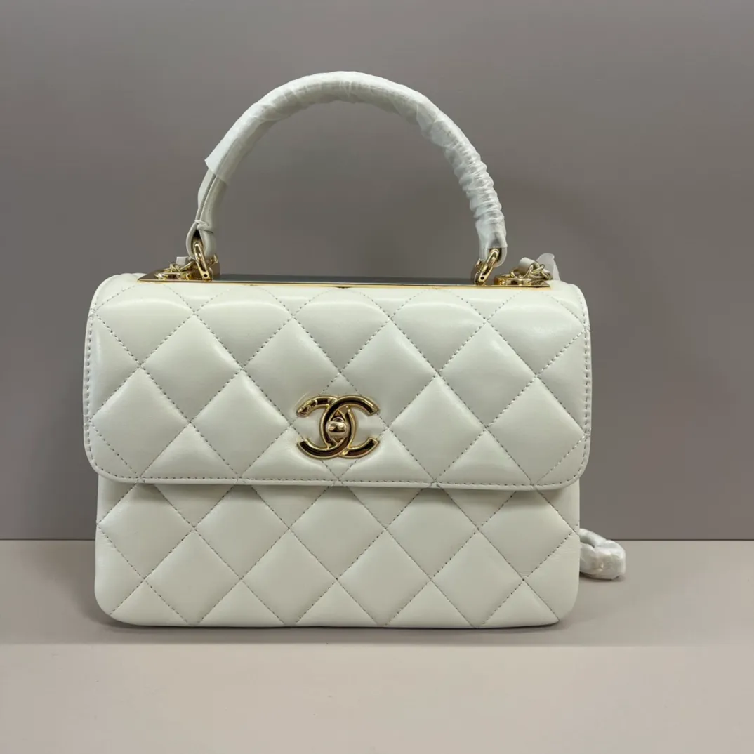 Chanel Coco Mark Matelasse Handbag White Leather