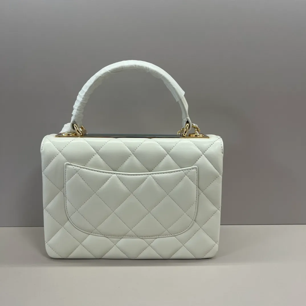 Chanel Coco Mark Matelasse Handbag White Leather - Image 6