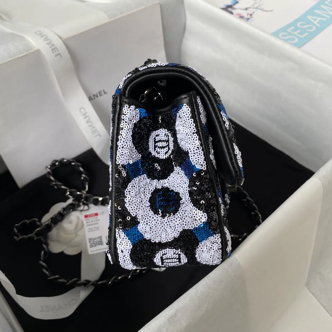 Chanel Mini Rectangular Flower Flap Bag Black - Image 6