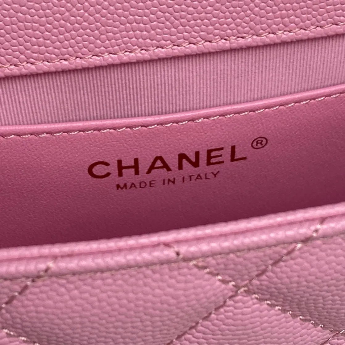 Chanel Mini Square Sakura Pink Caviar Vintage 24k Gold - Image 2