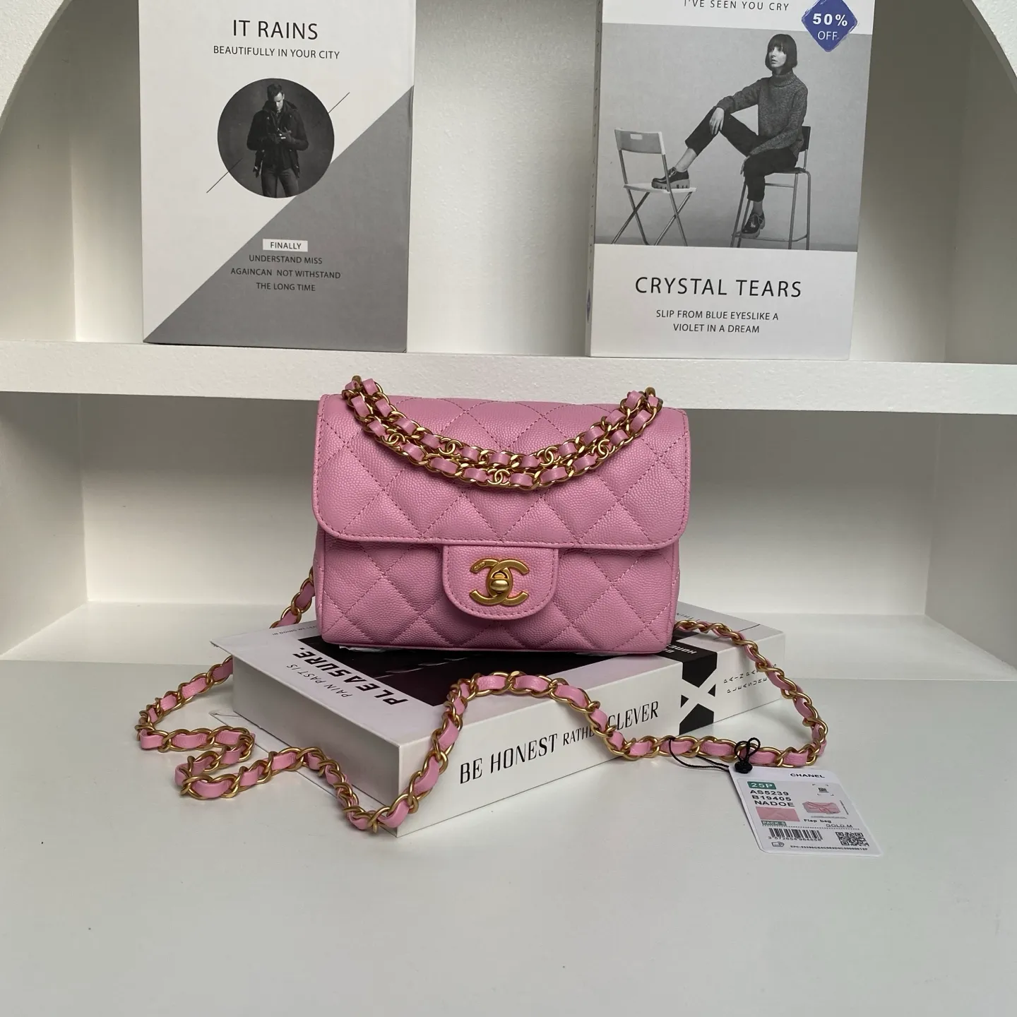 Chanel Mini Square Sakura Pink Caviar Vintage 24k Gold