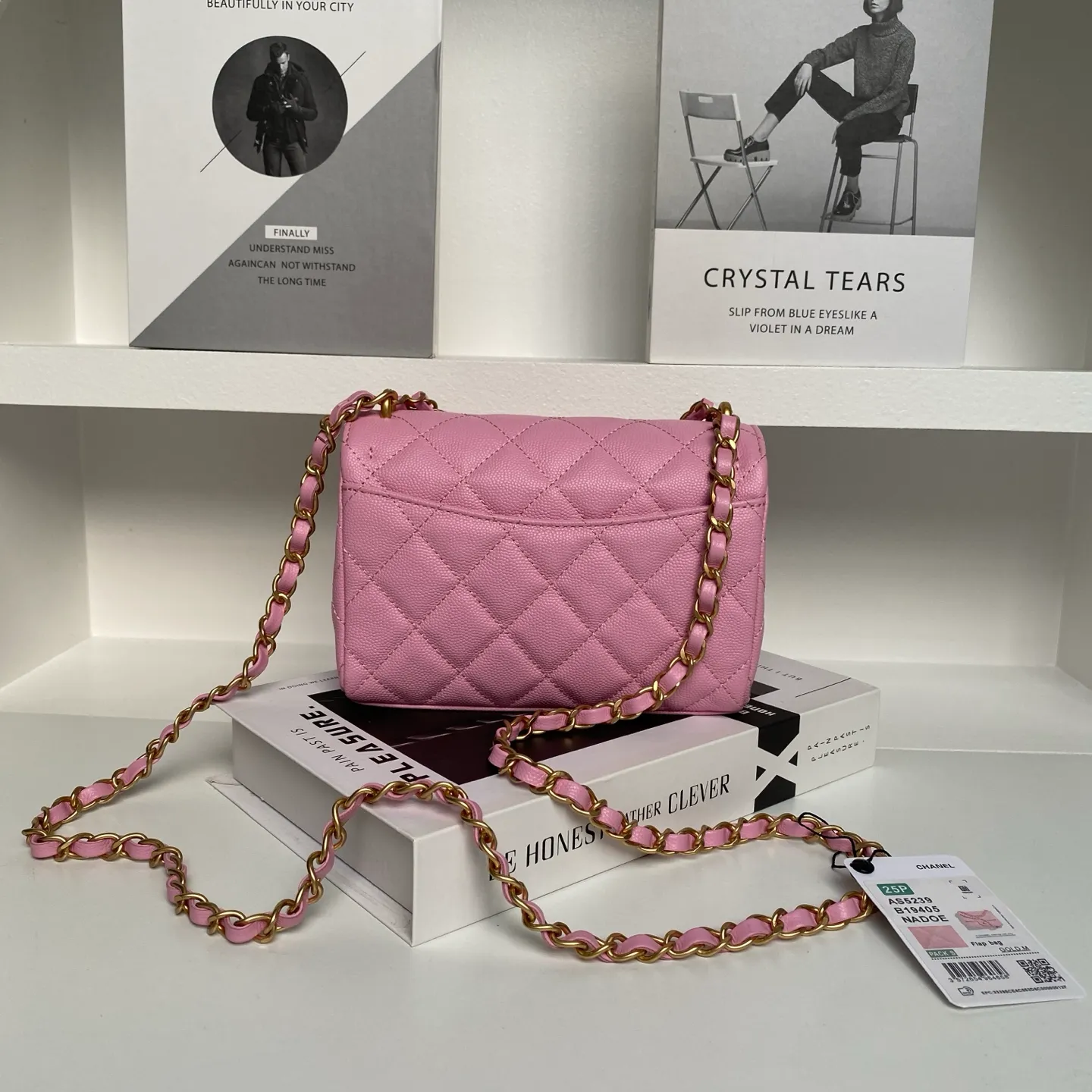 Chanel Mini Square Sakura Pink Caviar Vintage 24k Gold - Image 5