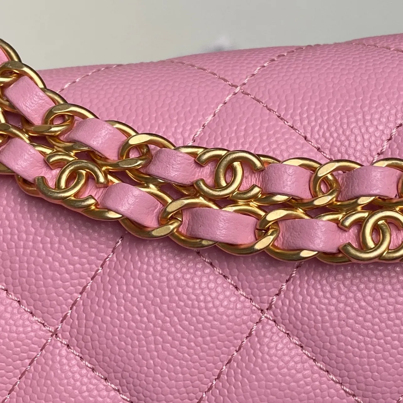 Chanel Mini Square Sakura Pink Caviar Vintage 24k Gold - Image 7