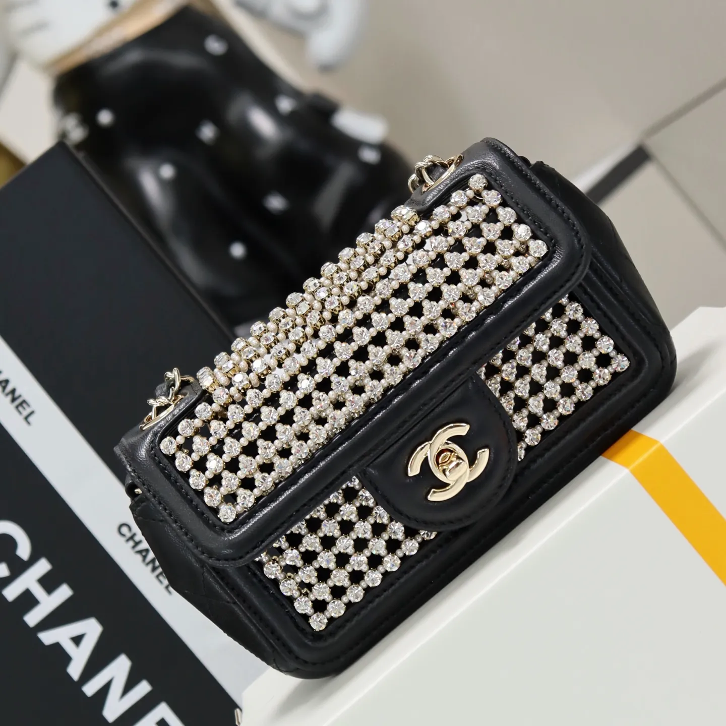 Chanel Pearl Mini Rectangular Bag Black