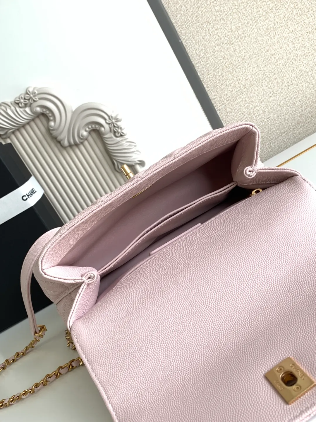Chanel Small Coco Handle Light Pink Caviar Leather Gold Hardware - Image 2