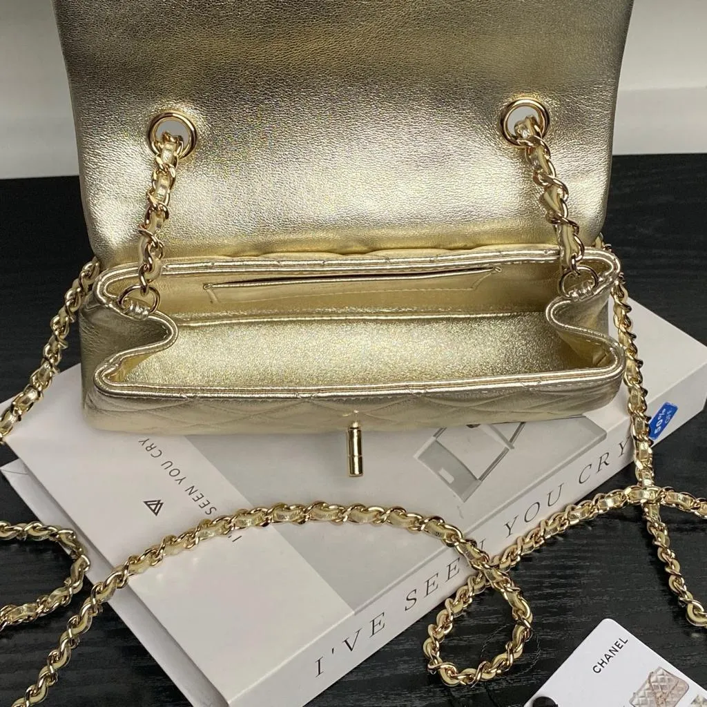 Chanel Small Flap Bag With Gold-tone Metal Shining Gold - Image 7