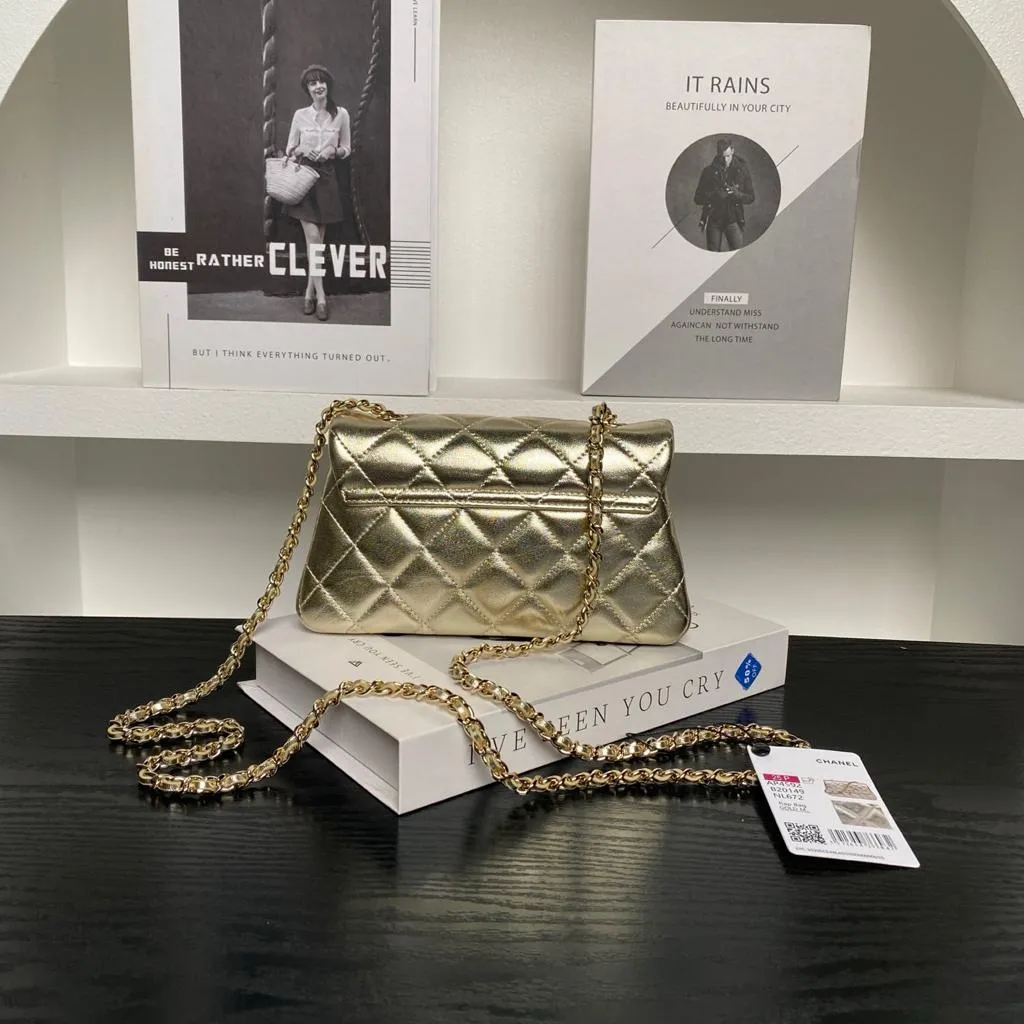 Chanel Small Flap Bag With Gold-tone Metal Shining Gold - Image 9