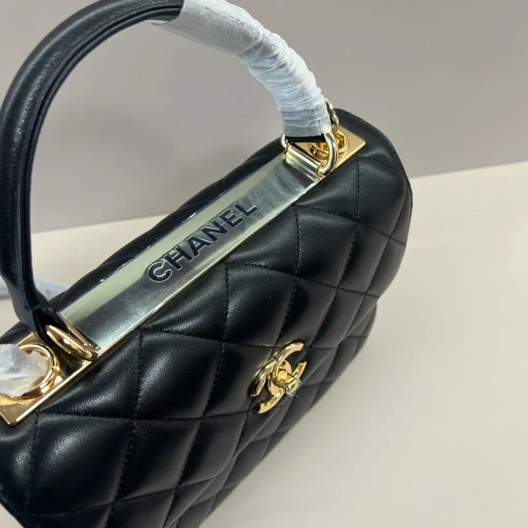 Chanel Woven Top Handle CC Rectangular Black Flap Bag - Image 8