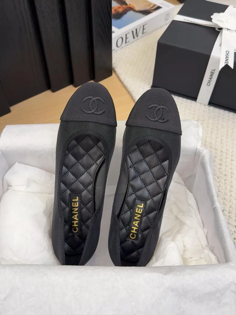 Chanel cc Logo Black Mesh Ballet Ballerina Flats shoes - Image 5