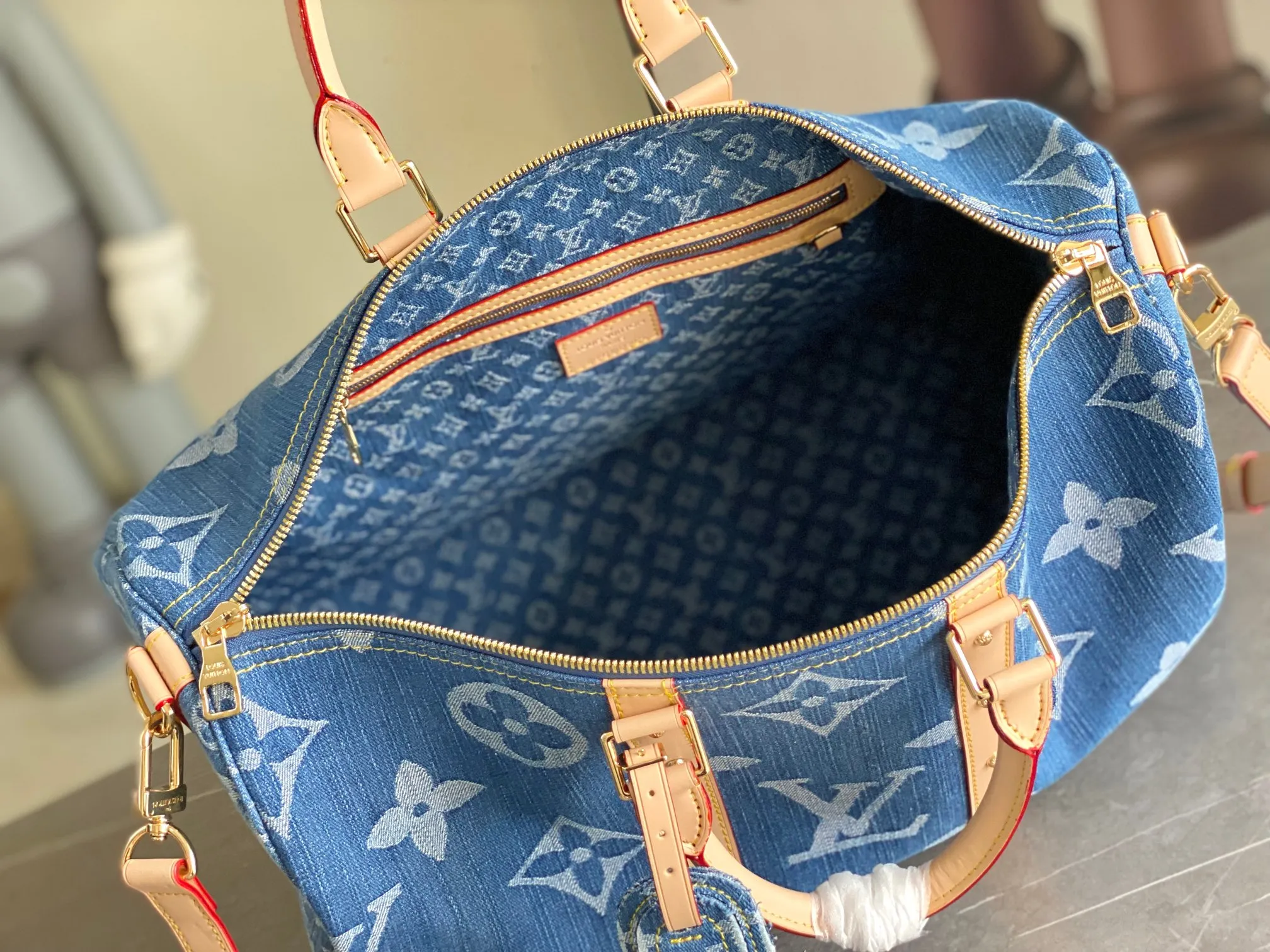 LOUIS VUITTON Monogram Denim Keepall Bandouliere 45 Bag - Image 2