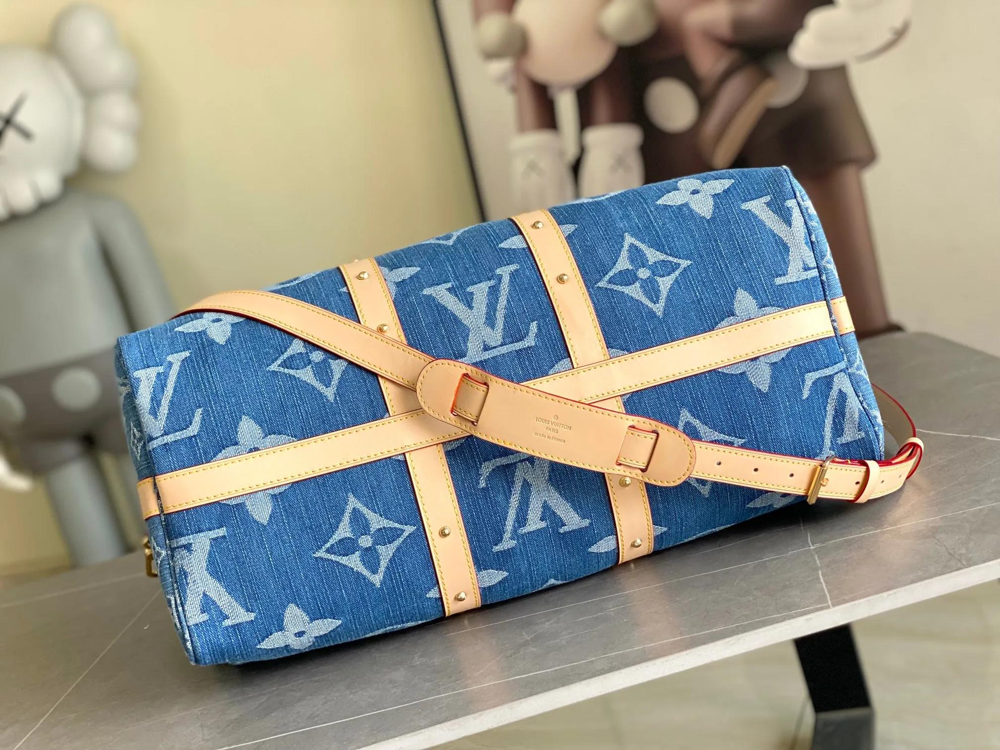 LOUIS VUITTON Monogram Denim Keepall Bandouliere 45 Bag - Image 6