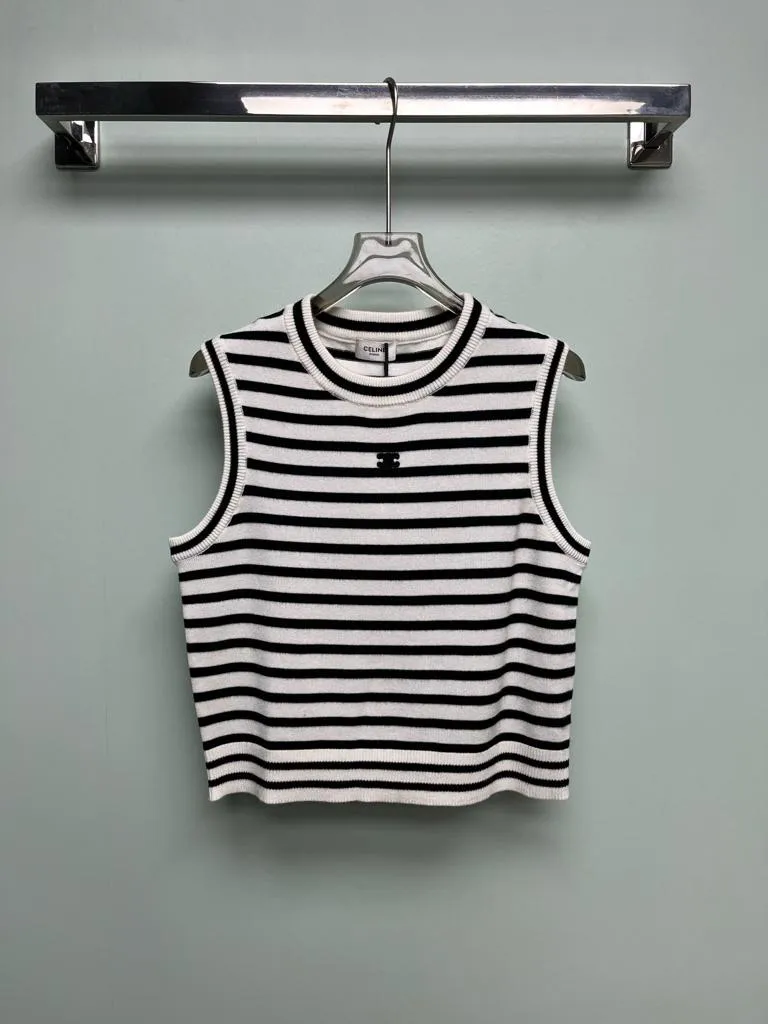 Milumia Women Striped Crop Tank Tops Sleeveless Skinny Tee