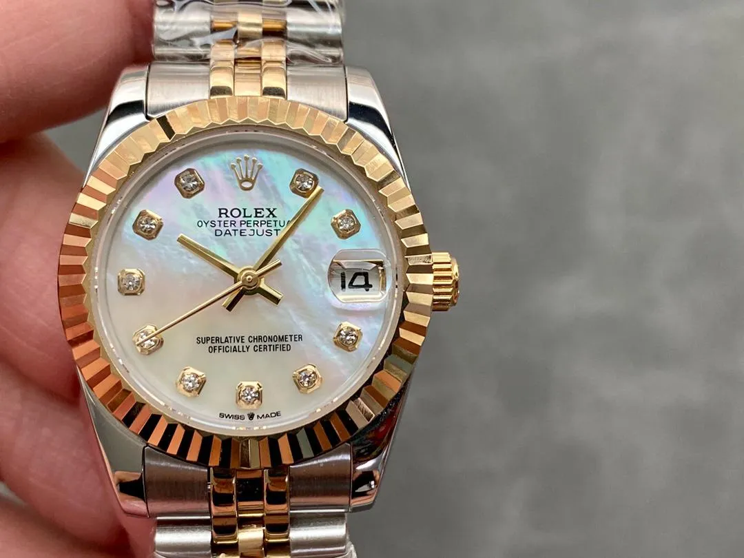 Rolex Datejust 31 Two Tone Yellow Gold Silver Diamond - Image 3