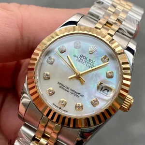Rolex Datejust 31 Two Tone Yellow Gold Silver Diamond