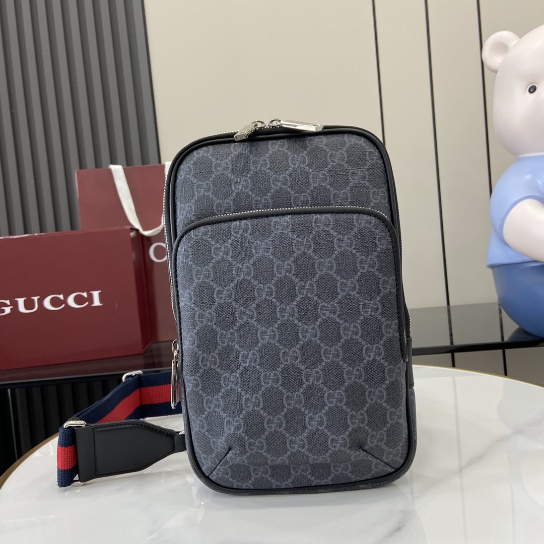 GG Black sling backpack in GG Supreme