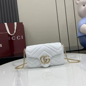 GG Marmont mini shoulder bag in white leather