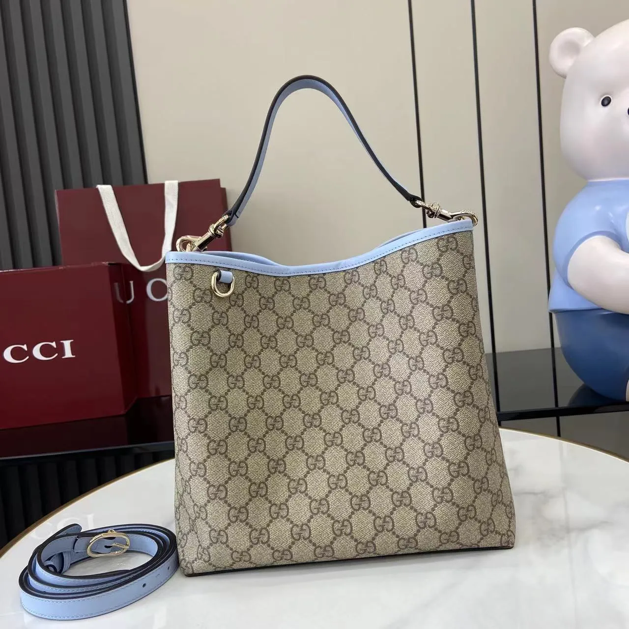 Gucci Gg Emblem Leather-Trimmed Printed Coated - Image 3