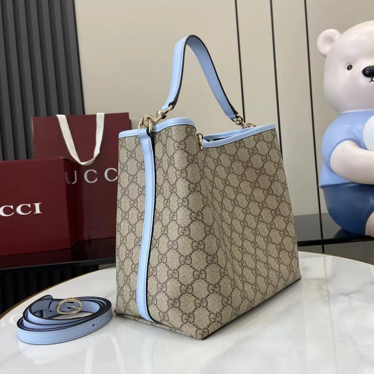 Gucci Gg Emblem Leather-Trimmed Printed Coated - Image 4