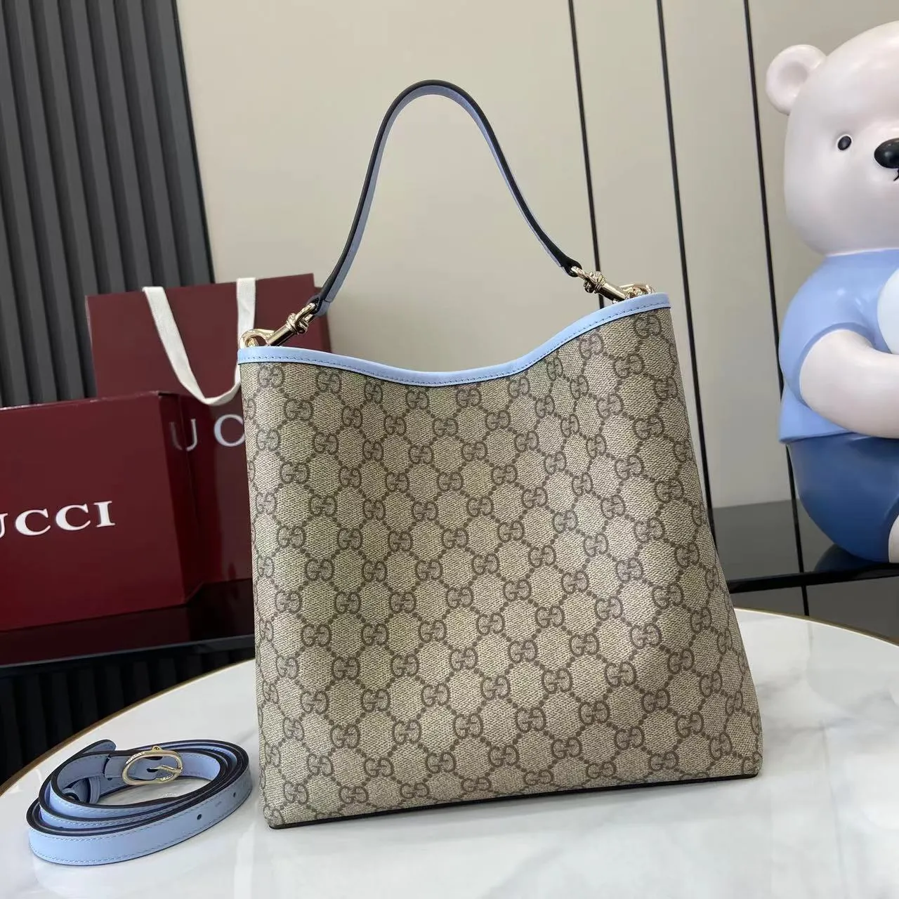 Gucci Gg Emblem Leather-Trimmed Printed Coated