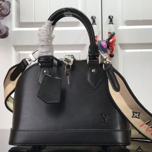 Louis Vuitton Alma BB Jacquard Strap Black Epi Calfskin Shoulder Bag Leather
