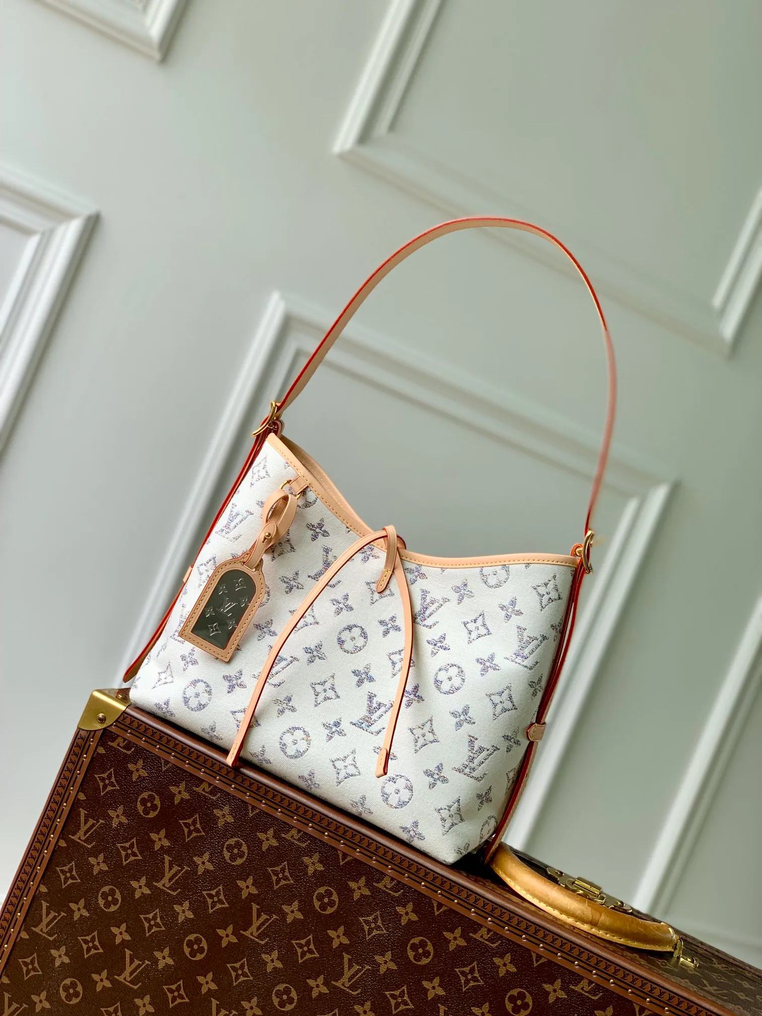 Louis Vuitton LV CarryAll PM Beige Cloth