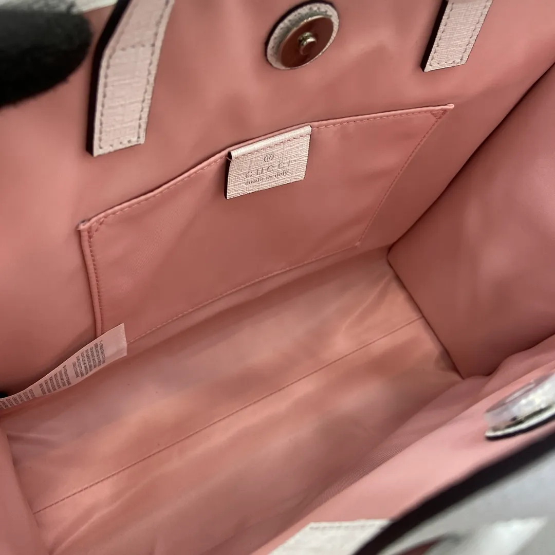 Children's printed GG tote bag in beige and dark brown - Image 2
