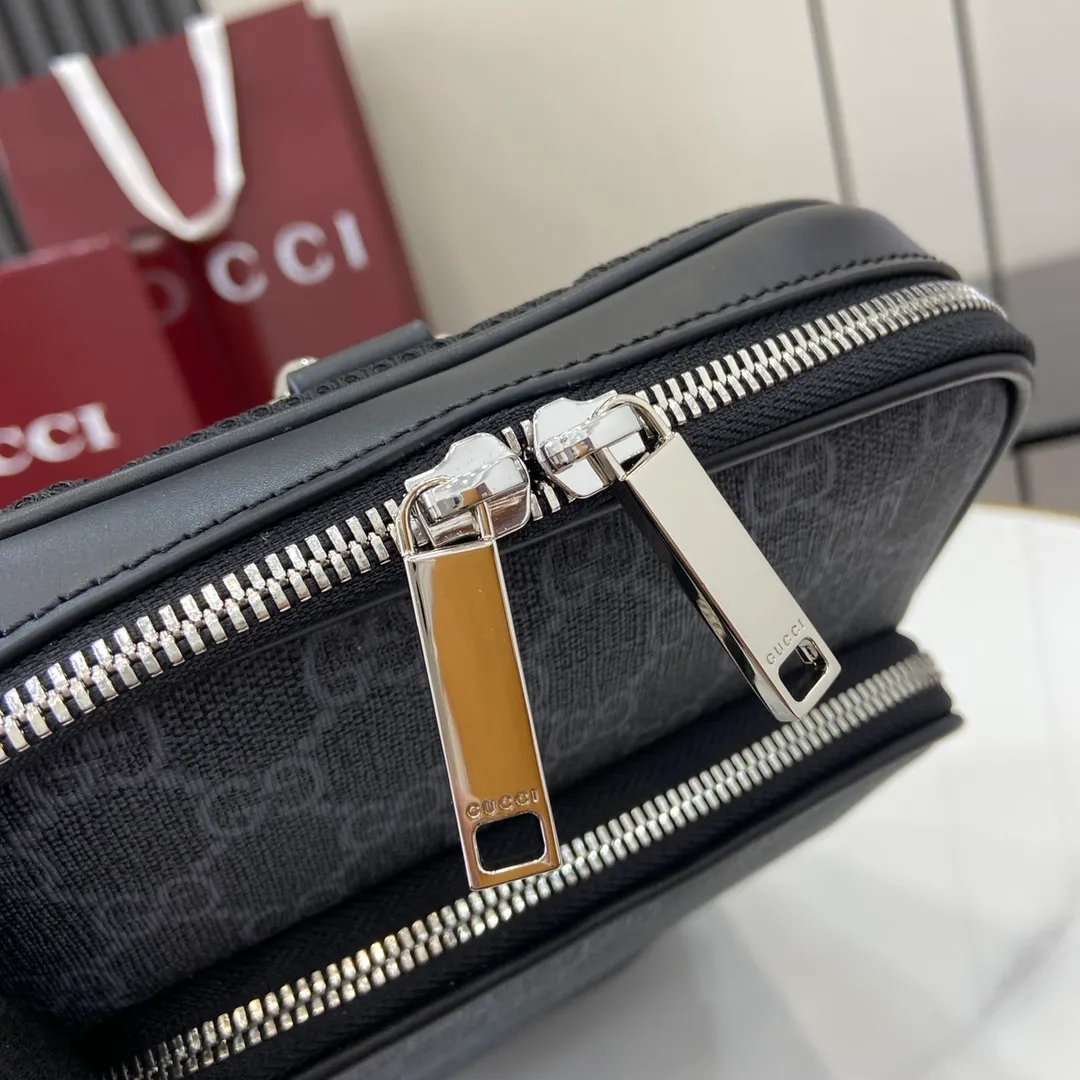 GG Black small slingbag in Black GG Canvas - Image 9